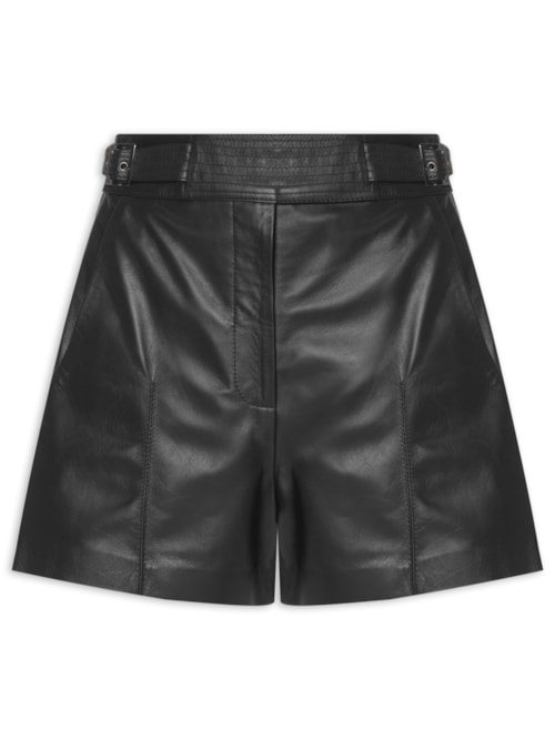 Short Feminino Lupita II Couro – Preto