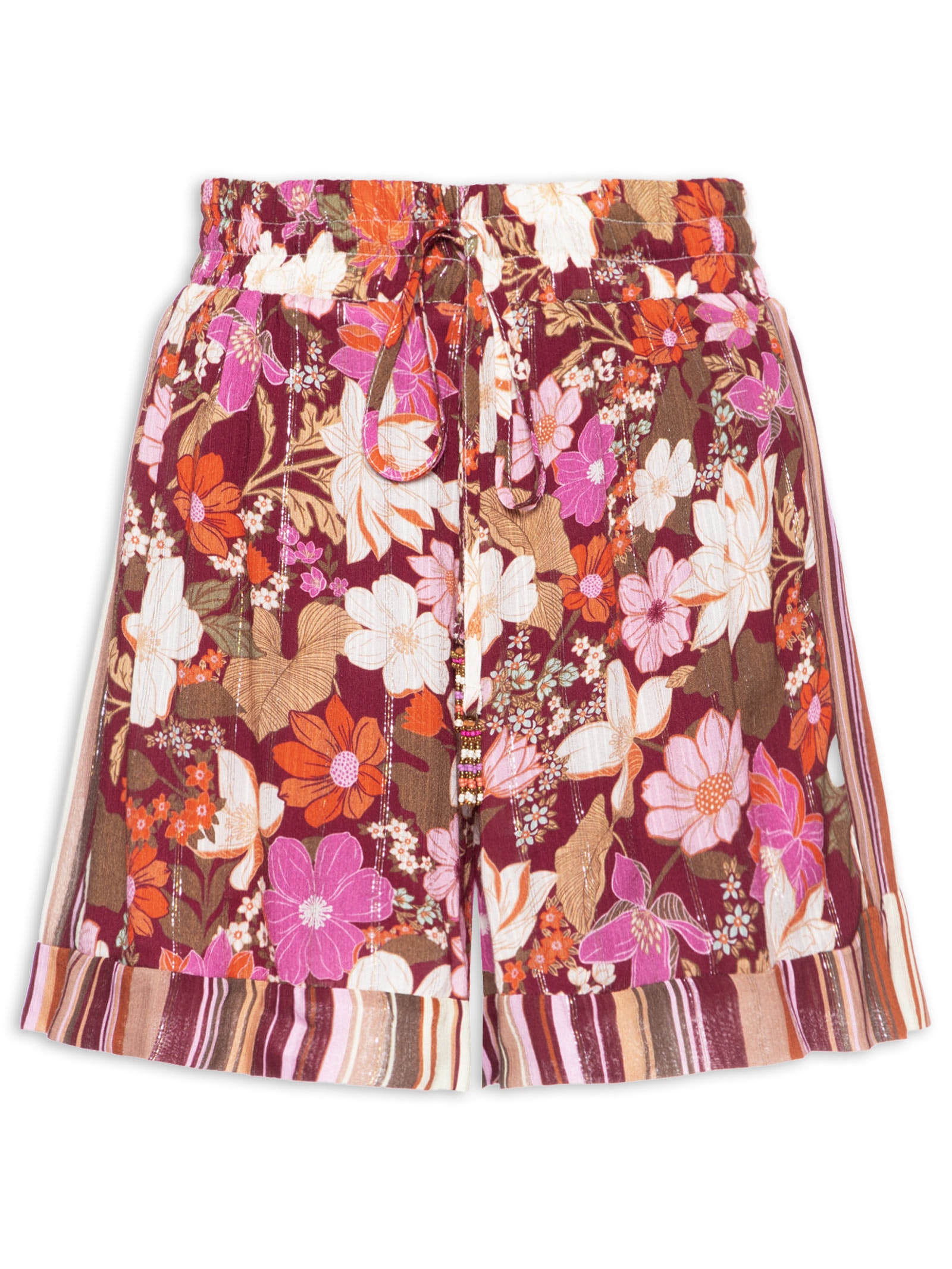 Short Feminino Luréx Estampa Jasmin Solar Rosa Dress To