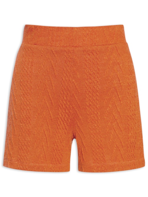 Short Feminino Malha Texturizada Com Forro - Laranja