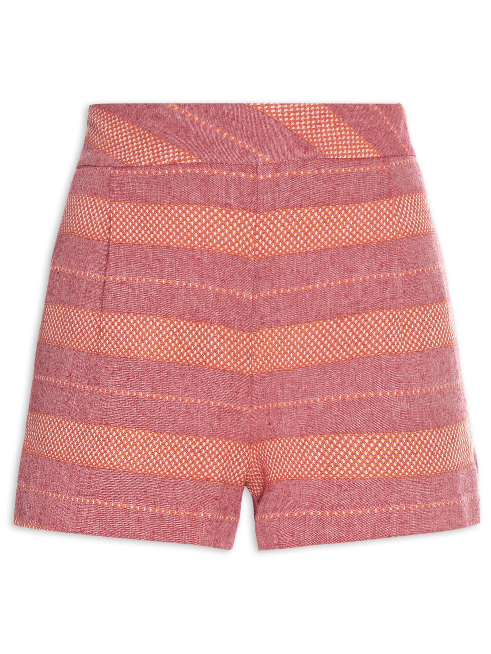 Short Feminino Maquinetado Listras Vermelho Canal