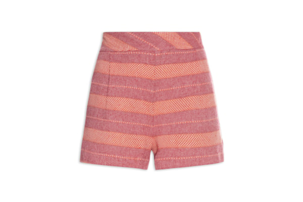 Short Feminino Maquinetado Listras - Vermelho