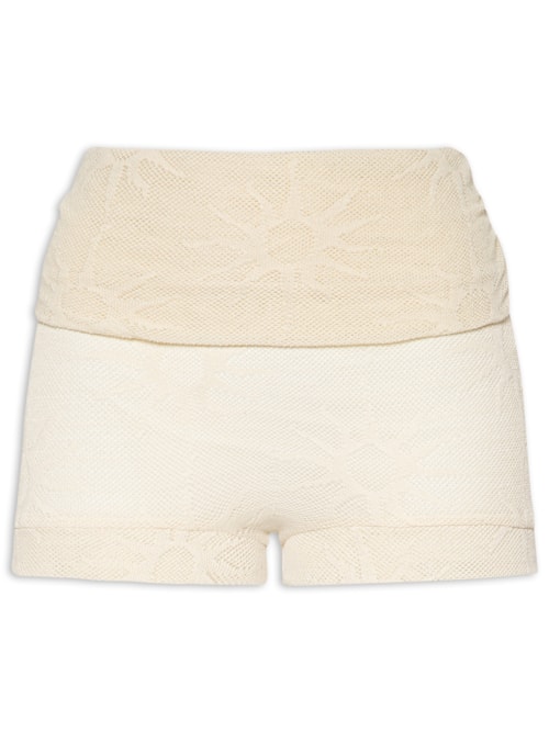 Short Feminino Mini Com Cós Duplo - Bege