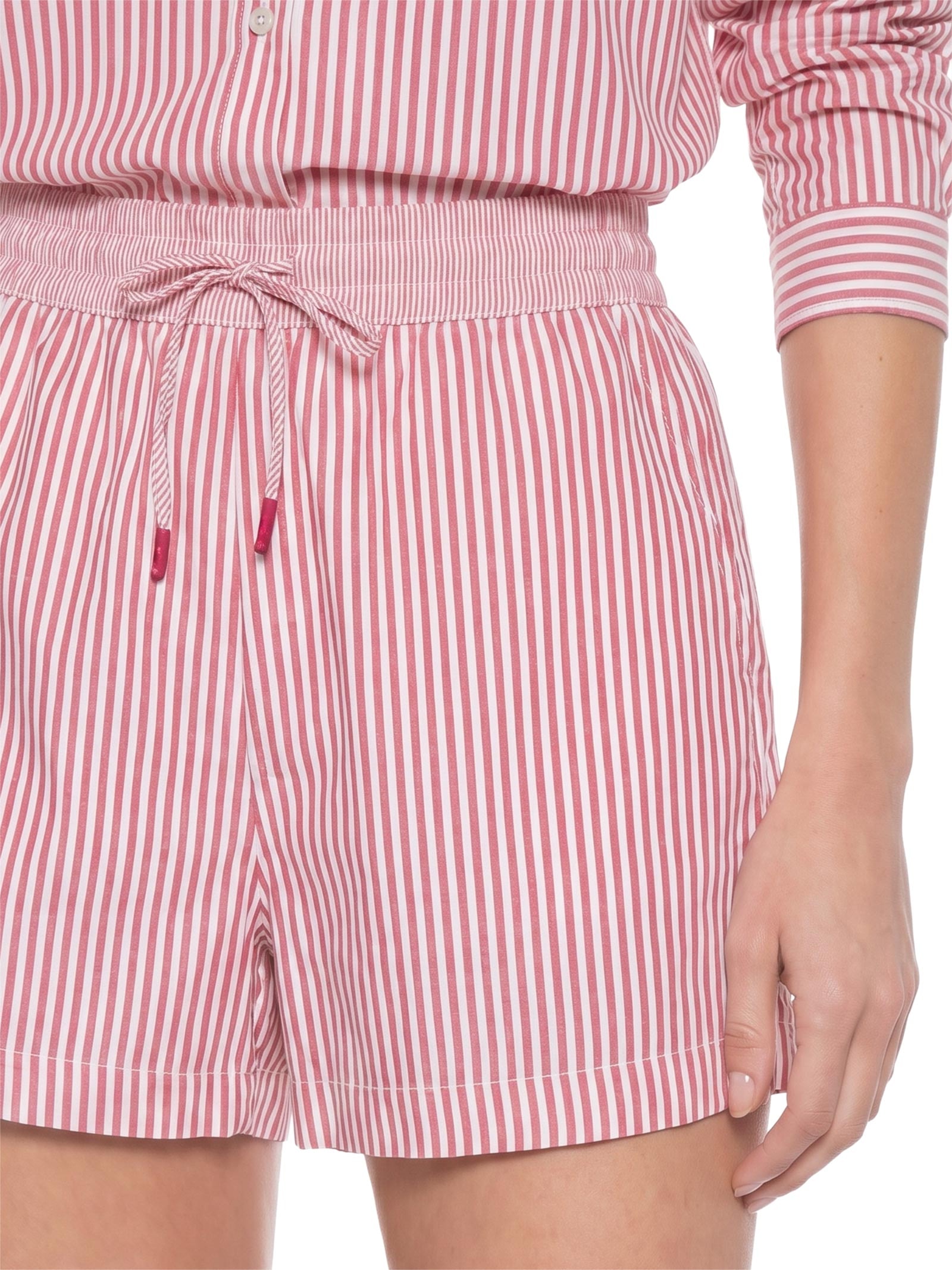 Short Feminino Mix Listras Vive Bem Vermelho Cantão