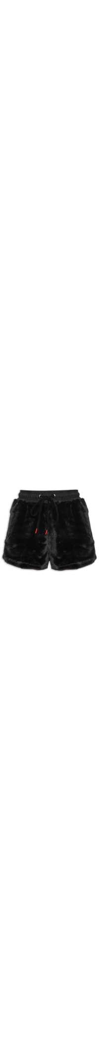Short Feminino Mix Moletom e Fur - Preto