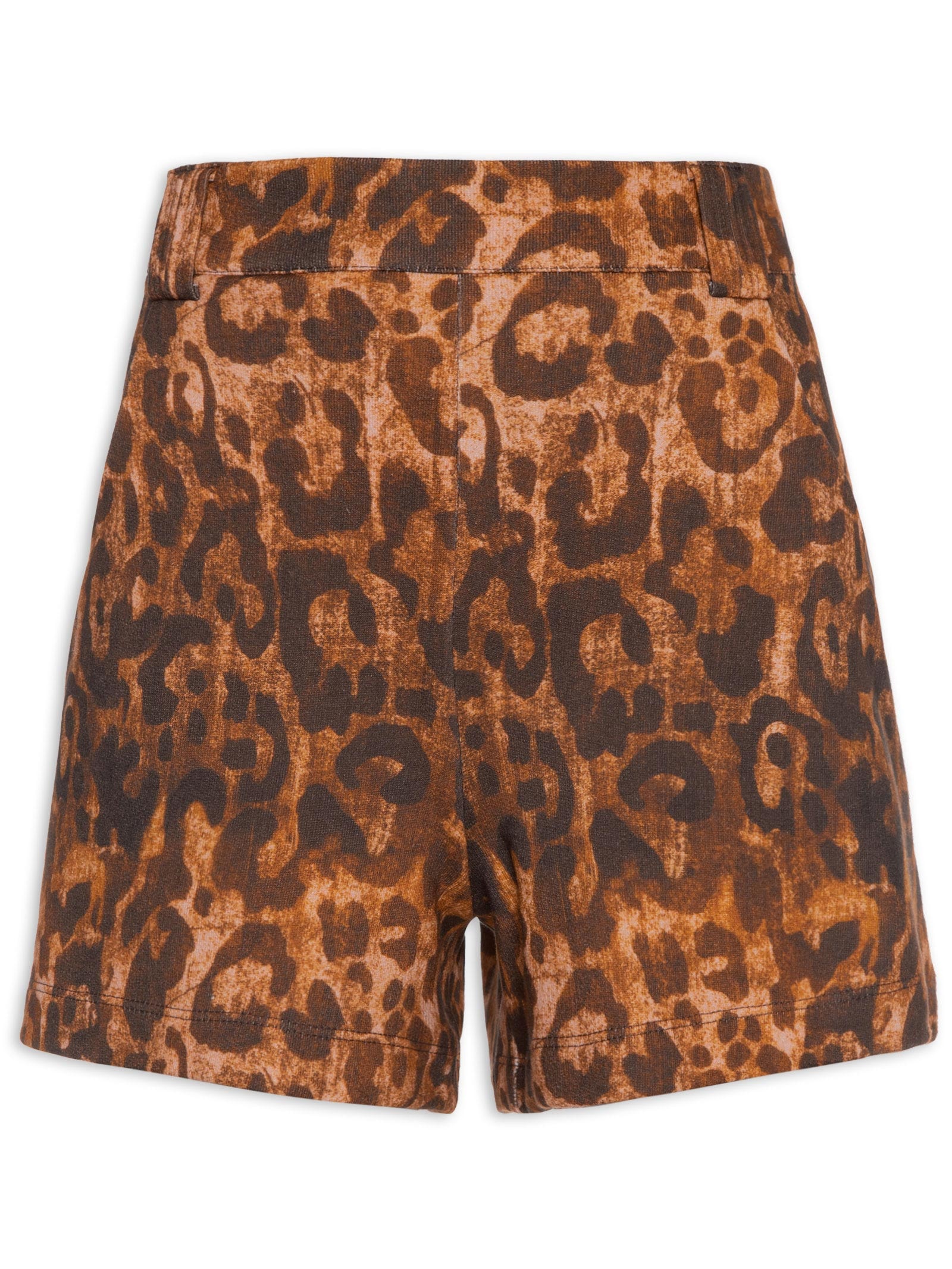 Short Feminino Moletom Est Onça Marrom Animal Print Animale Jeans