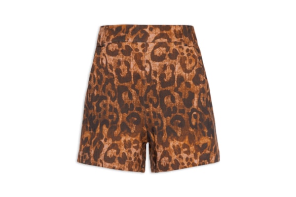 Short Feminino Moletom Est Onça Marrom - Animal Print