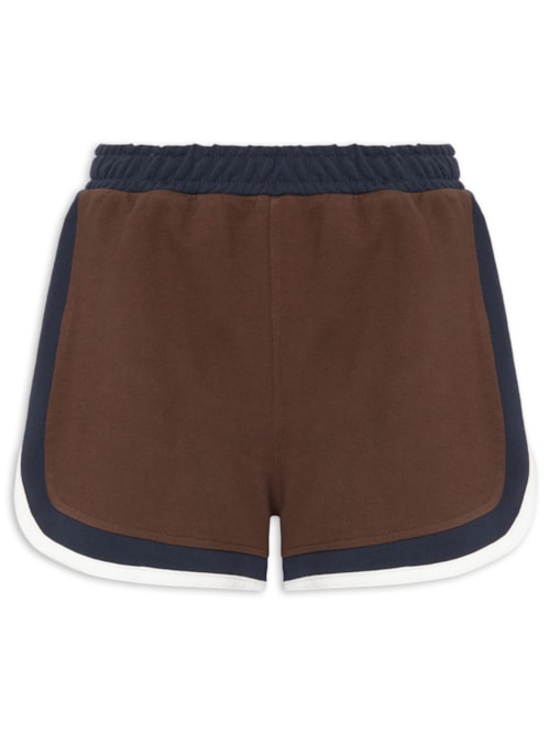 Short Feminino Moletom Tricolor - Azul