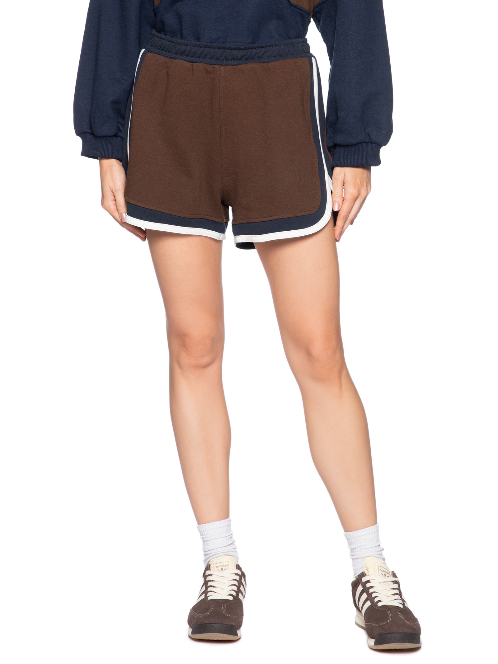 Short Feminino Moletom Tricolor Azul Farm