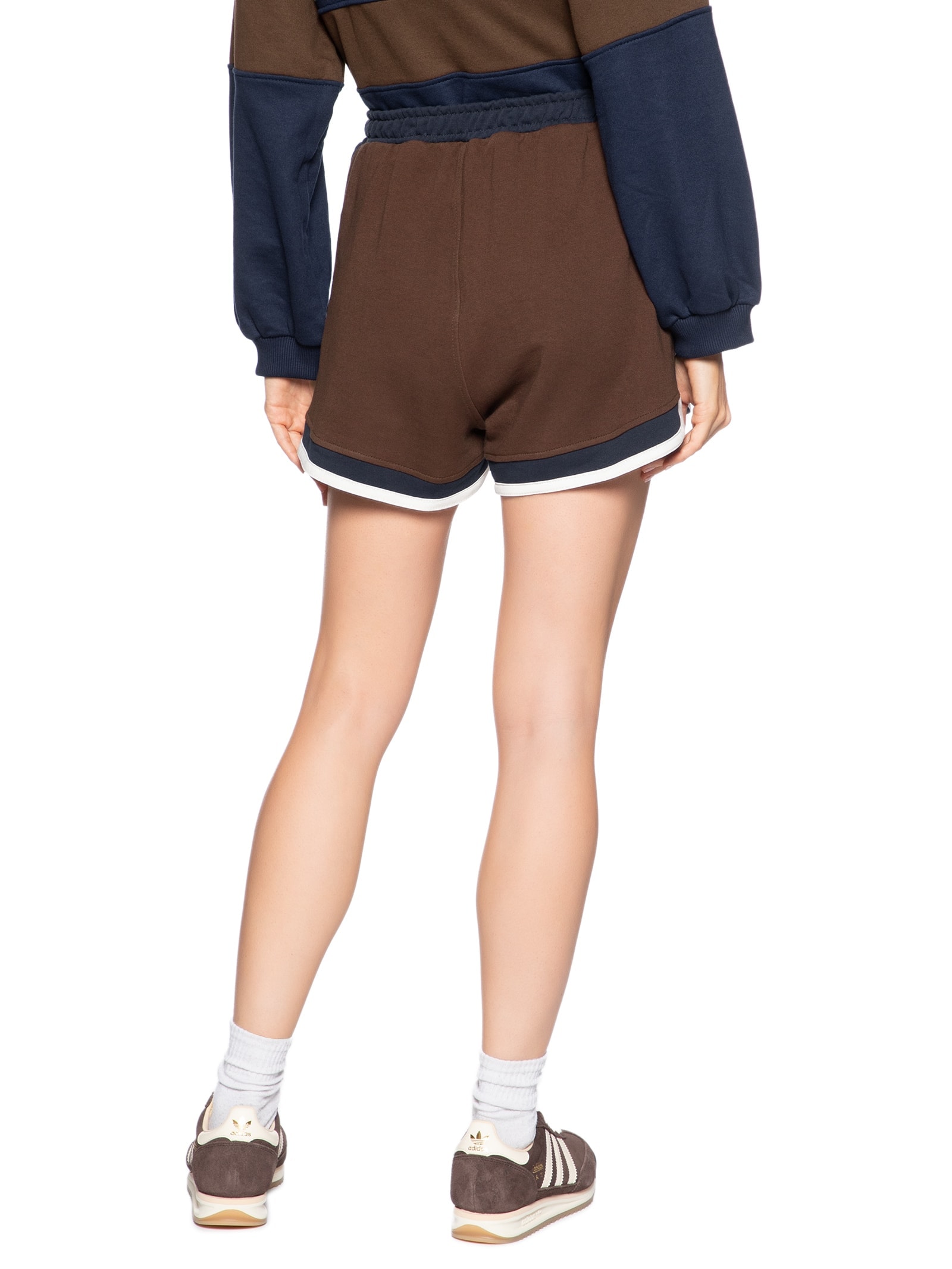 Short Feminino Moletom Tricolor Azul Farm