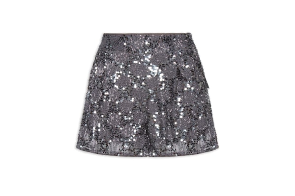 Short Feminino Paetê - Cinza