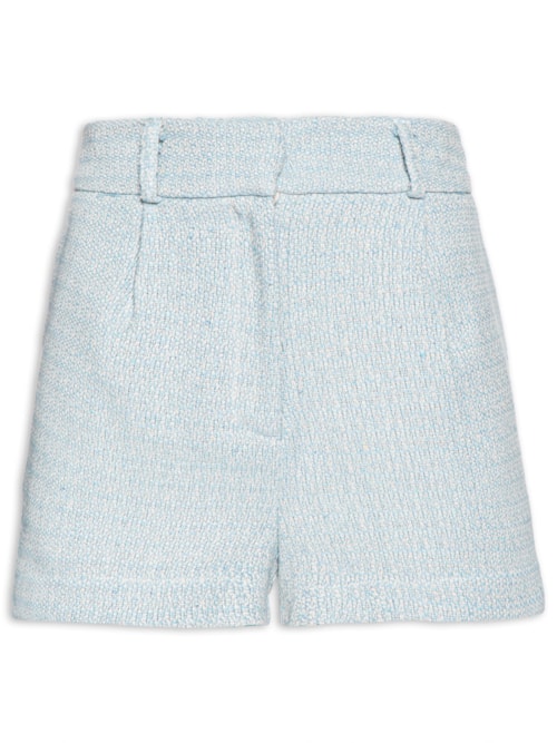 Short Feminino Plano Curto Tweed Liso – Azul