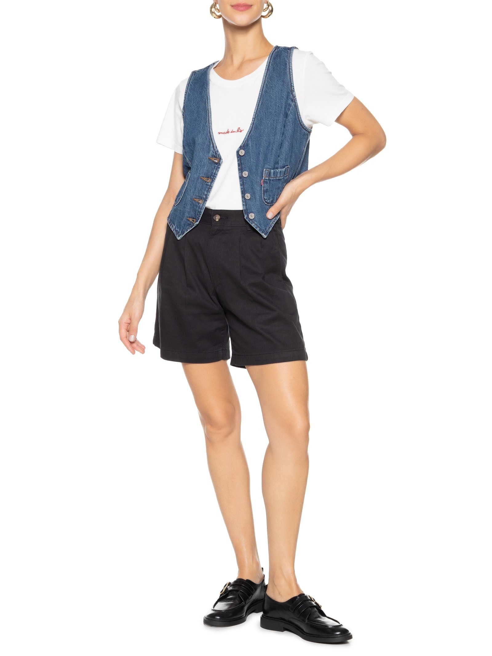 Short Feminino Pleated Trouser Preto Levi's