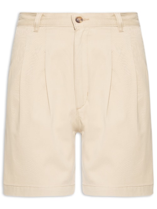 Short Feminino Pleated Trousser – Bege