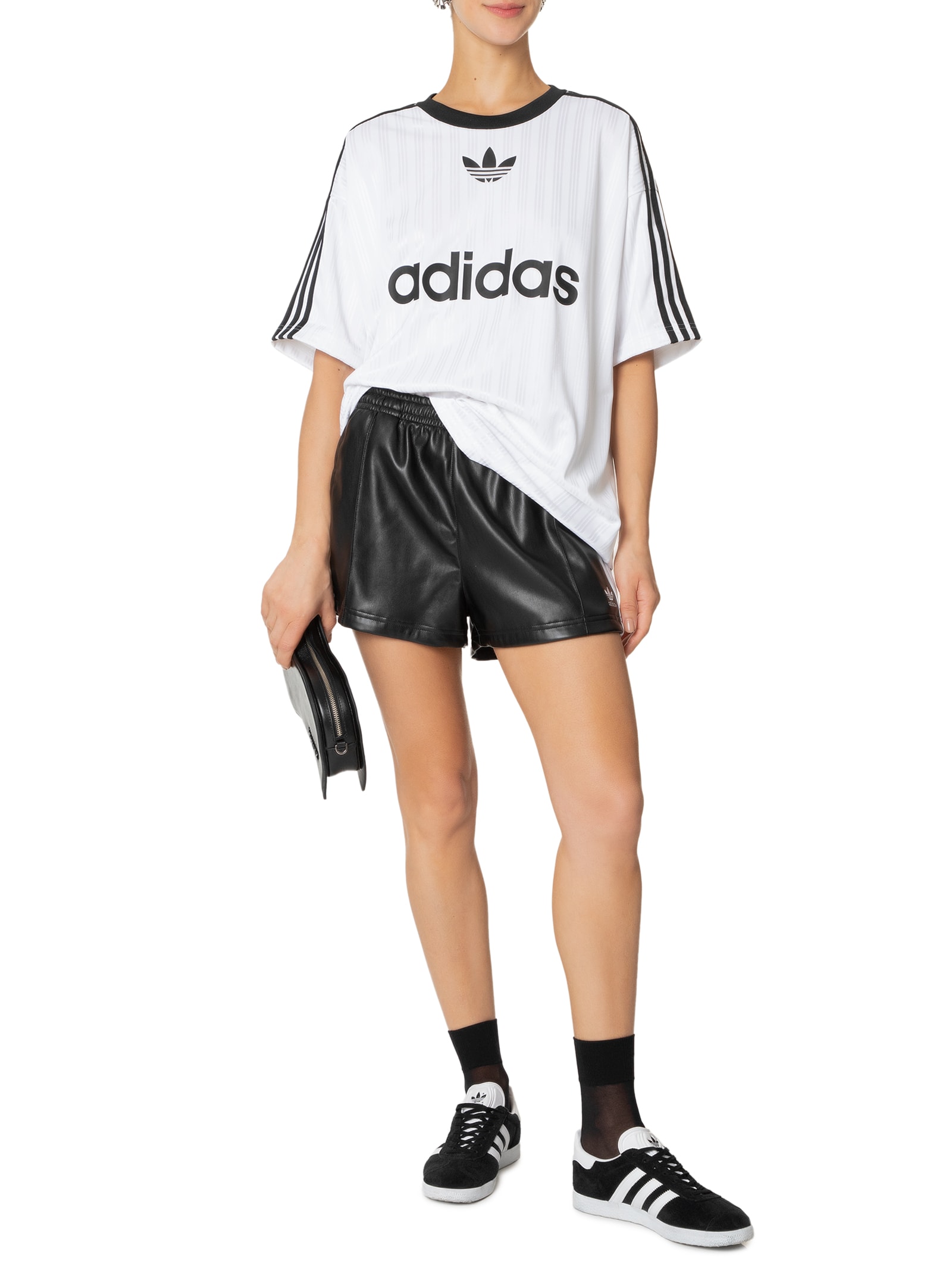 user_8e981bab Short Feminino Pleather - Adidas Originals - Preto