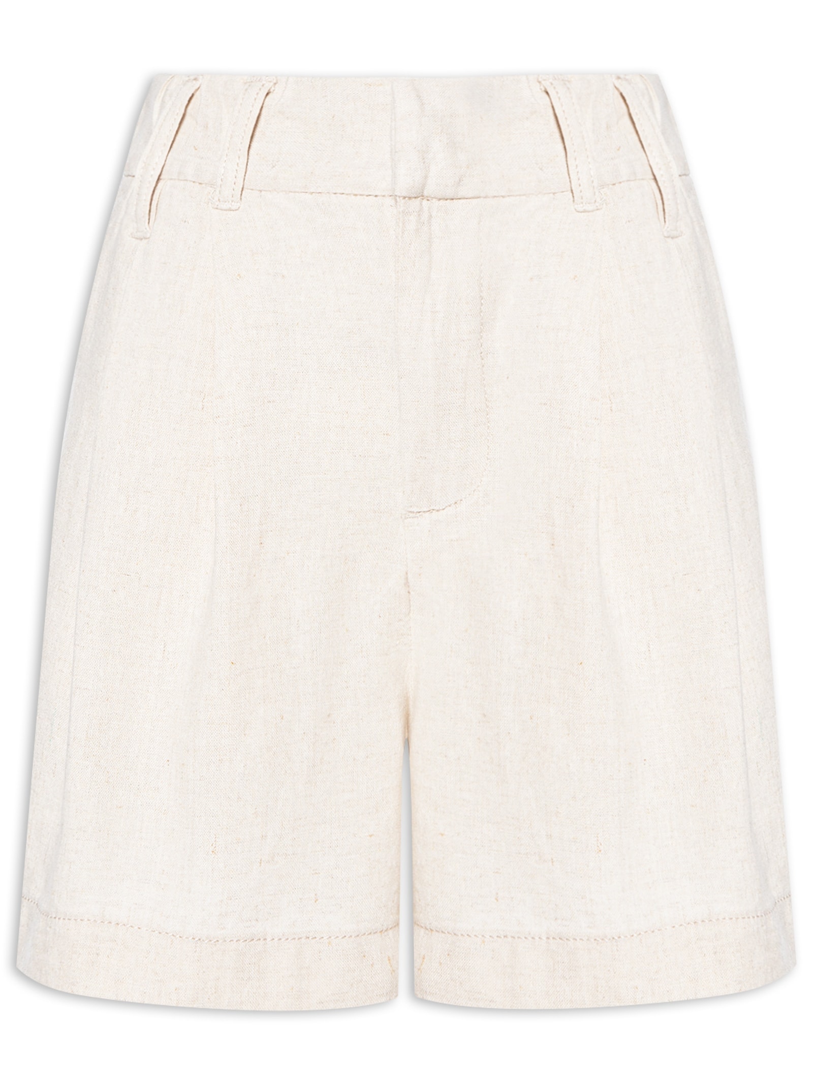 Short Feminino Pregas Bege Hering