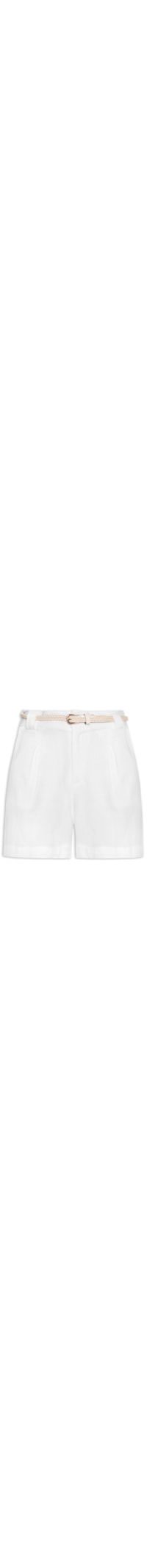 Short Feminino Pregas Com Linho - Branco