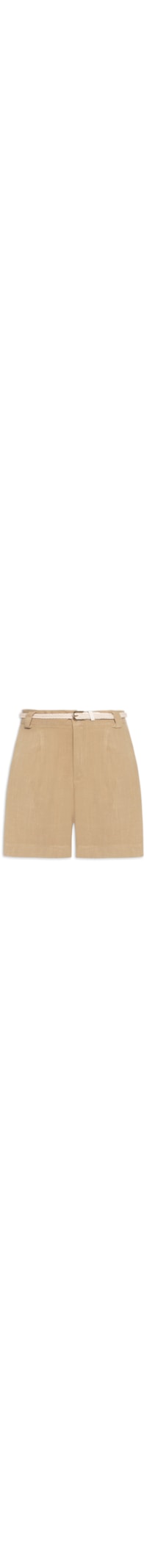 Short Feminino Pregas Com Linho - Marrom