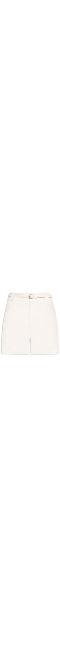 Short Feminino Pregas Com Linho - Off White
