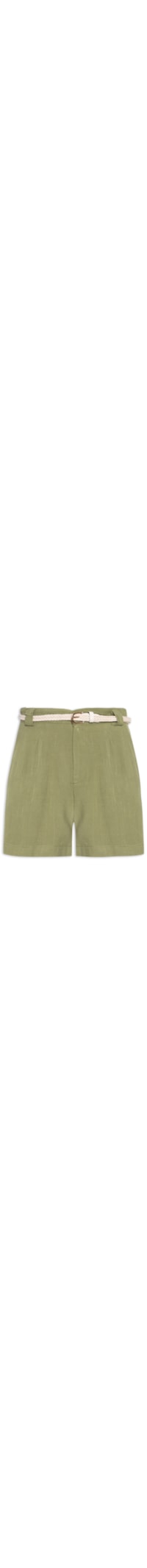 Short Feminino Pregas Com Linho - Verde