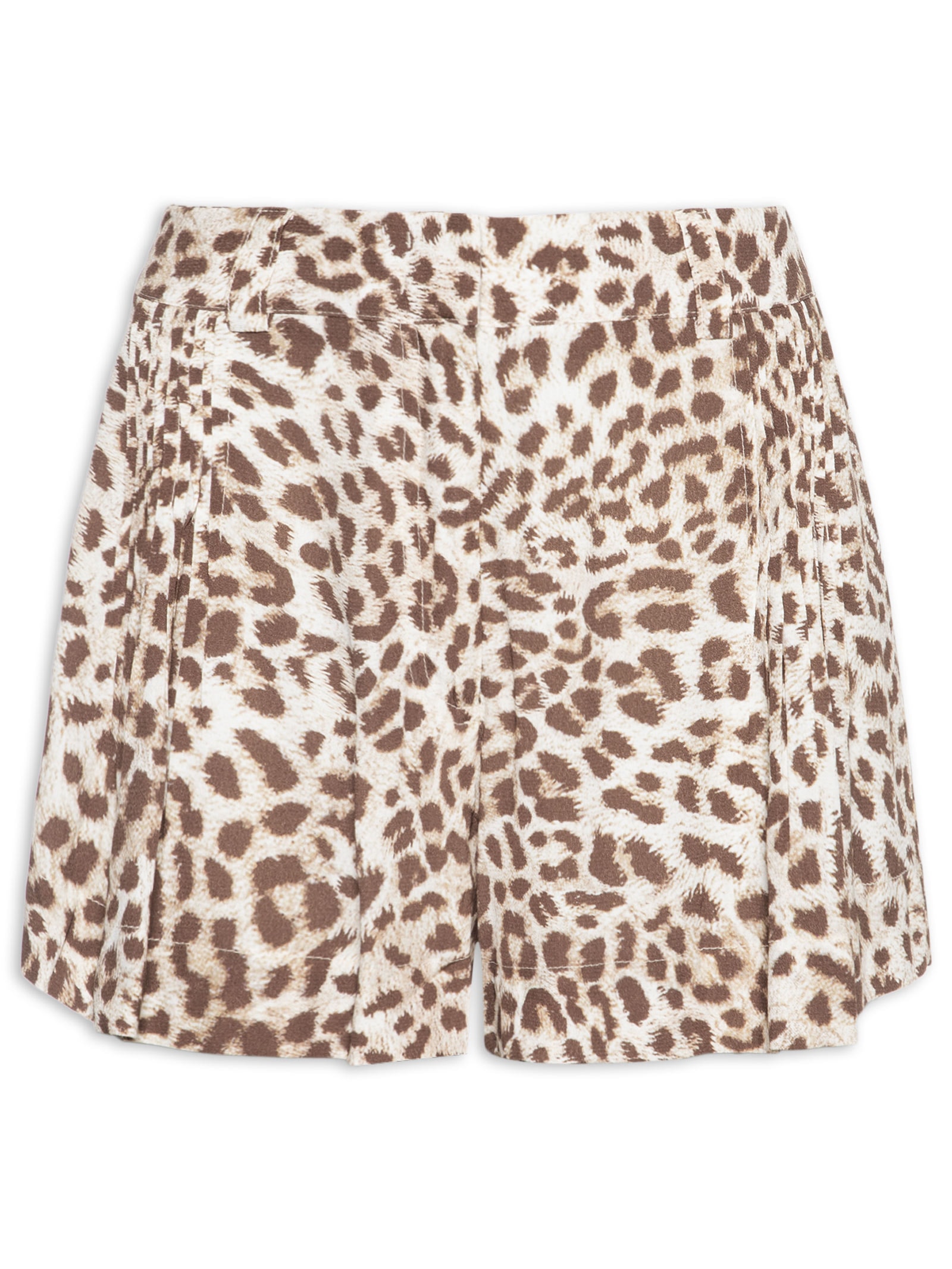 Short Feminino Pregas Est Onça Manchada Color Aj Marrom Animale Jeans