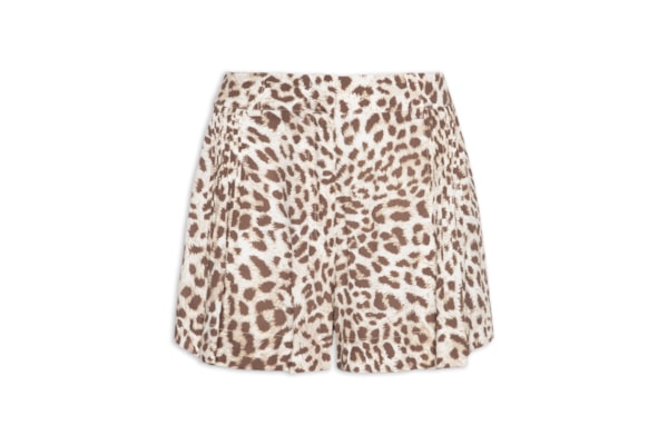 Short Feminino Pregas Est Onça Manchada Color Aj - Marrom