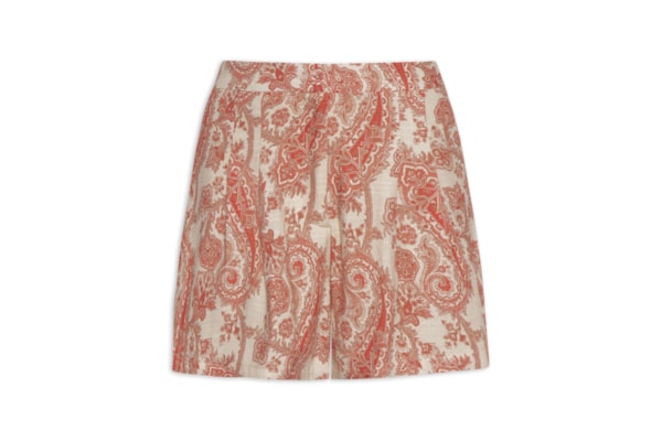 Short Feminino Pregas Estampa Claire B – Vermelho