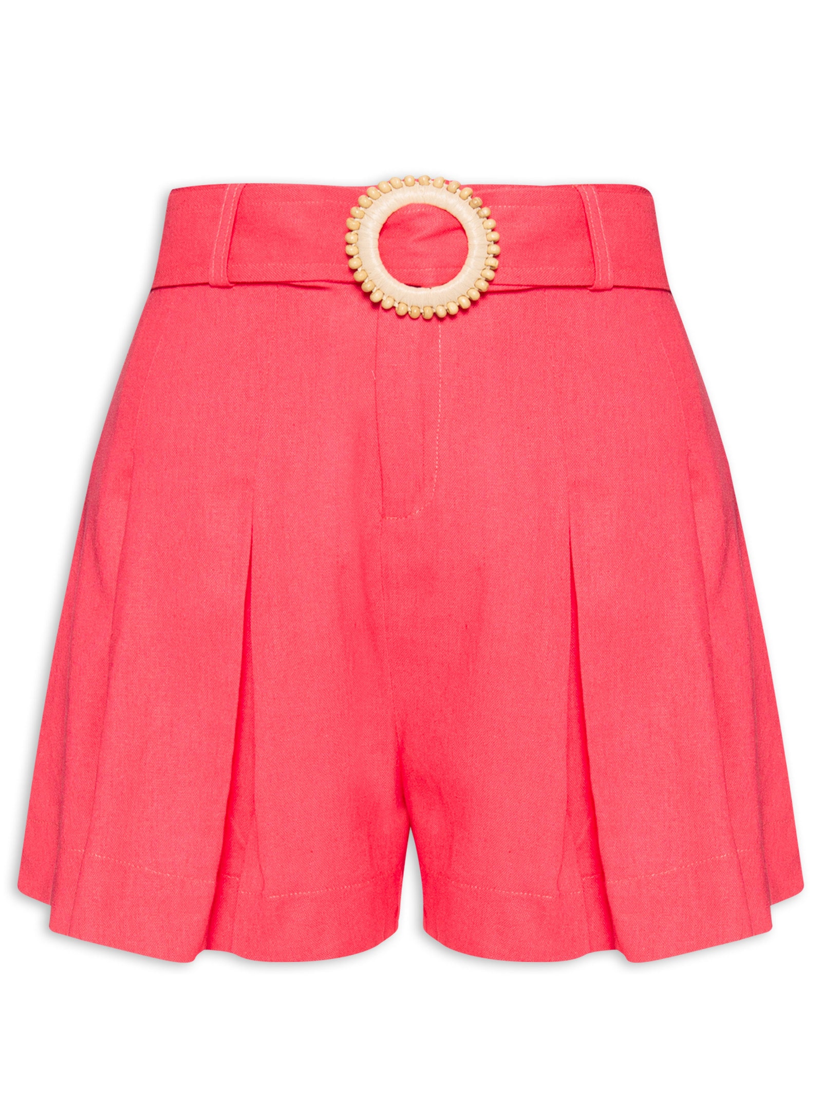 Short Feminino Pregas Frente Rosa  Farm