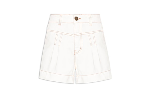 Short Feminino Pregas Liso - Branco