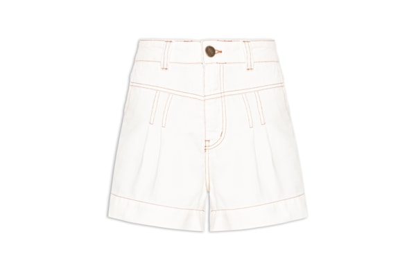 Short Feminino Pregas Liso - Branco