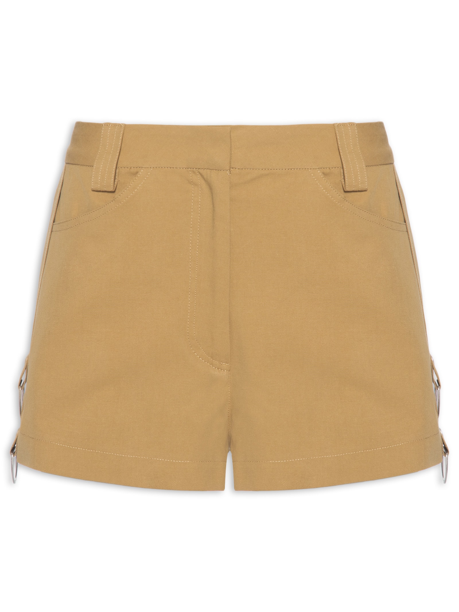 Short Feminino Rebite Com Argolas Marrom Animale Jeans