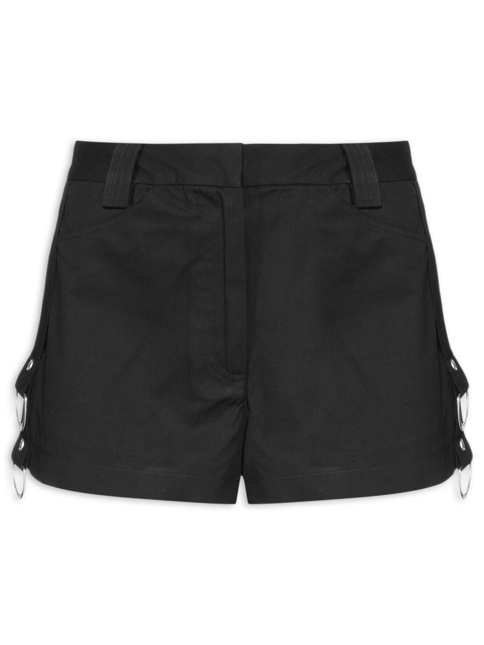 Short Feminino Rebite Com Argolas Preto Animale Jeans