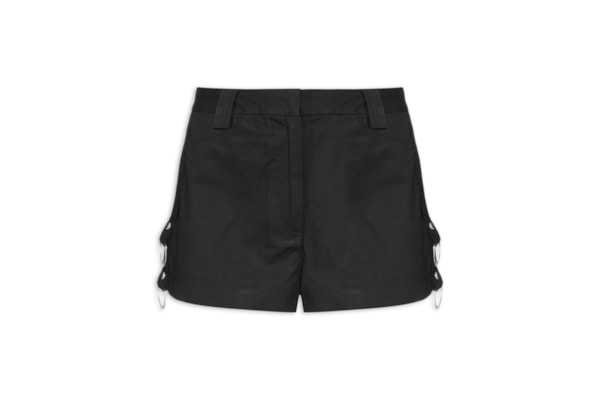 Short Feminino Rebite Com Argolas - Preto