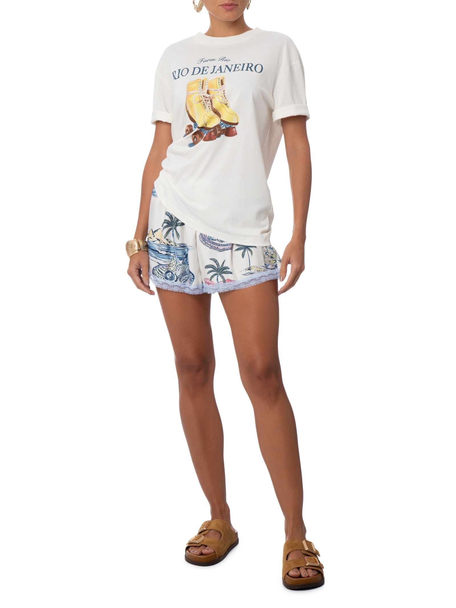 Short Feminino Renda Praia Poesia Off White Farm