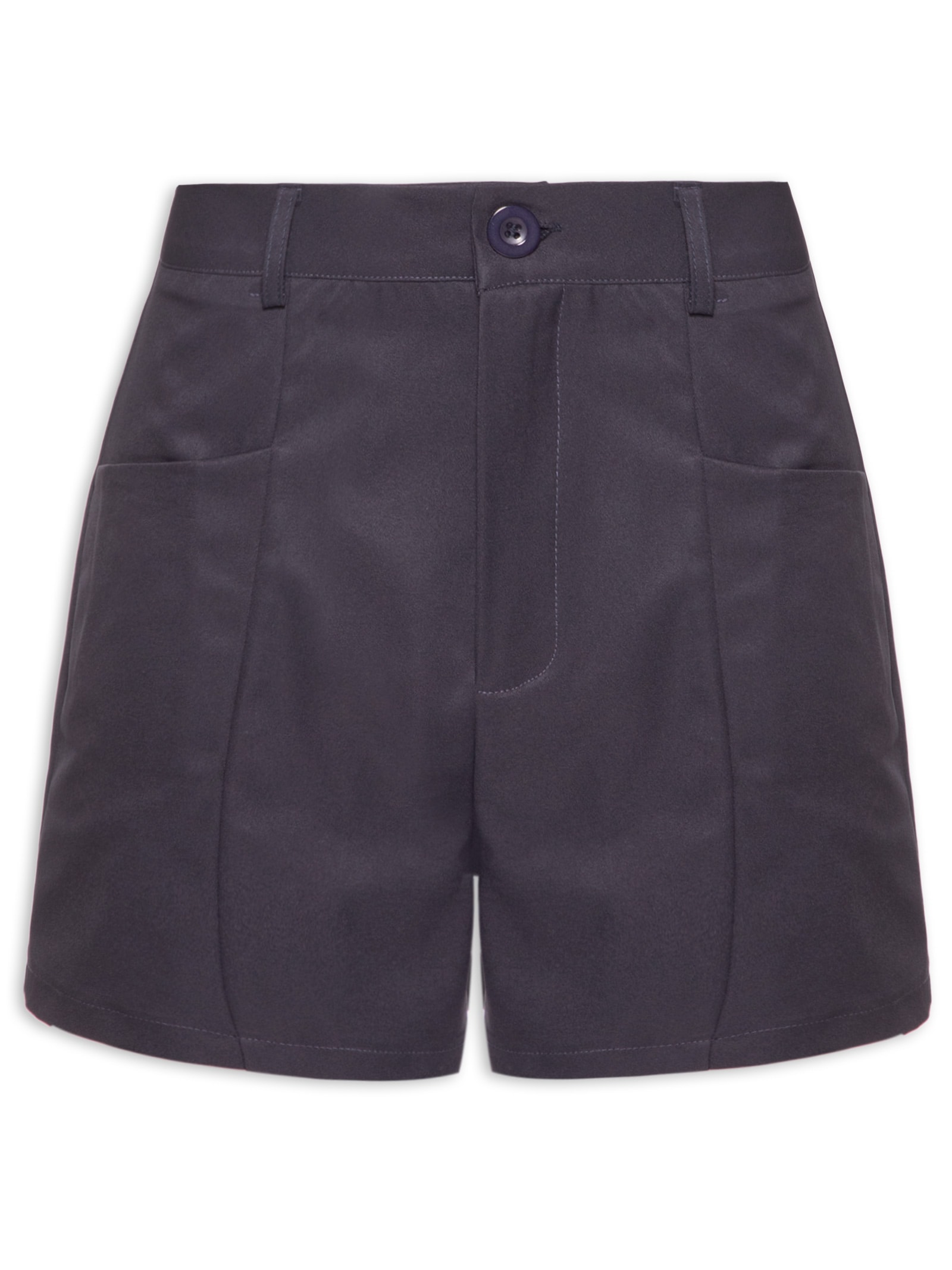 Short Feminino Reto Com Bolso Azul Basiq