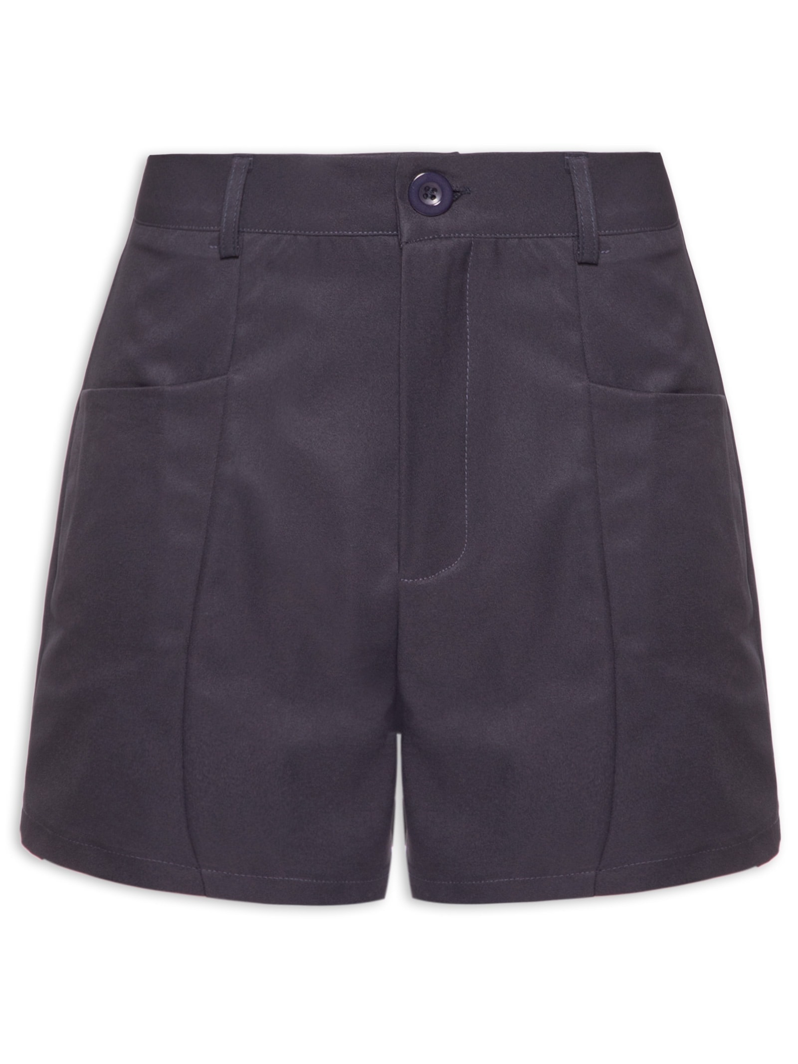 Short Feminino Reto Com Bolso Azul Basiq