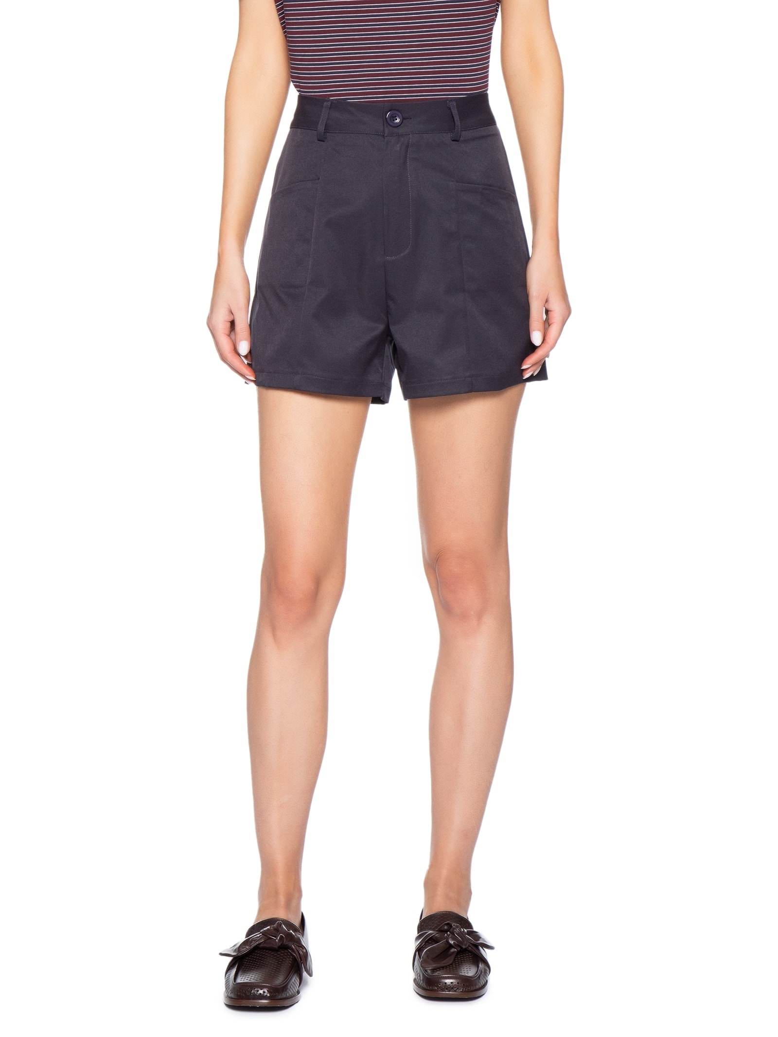 Short Feminino Reto Com Bolso Azul Basiq