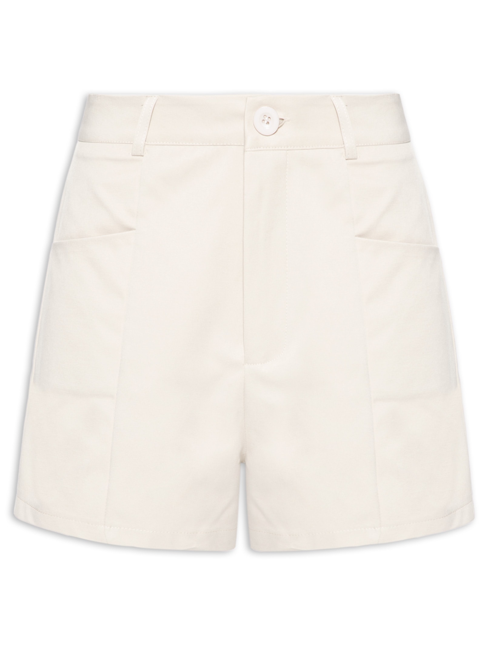 Short Feminino Reto Com Bolso Bege Basiq