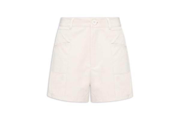 Short Feminino Reto Com Bolso - Bege