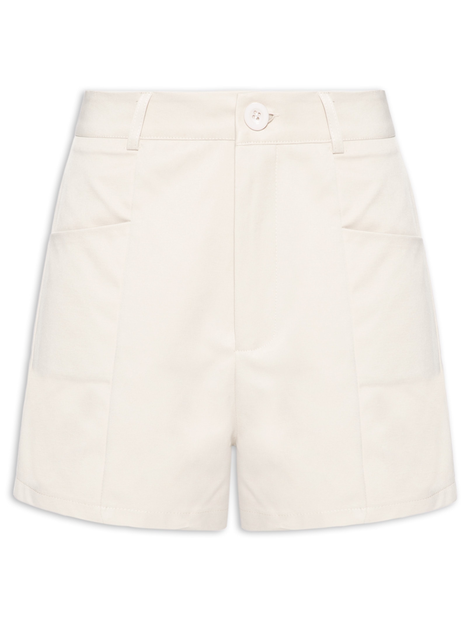 Short Feminino Reto Com Bolso Bege Basiq