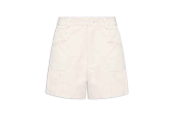 Short Feminino Reto Com Bolso - Bege