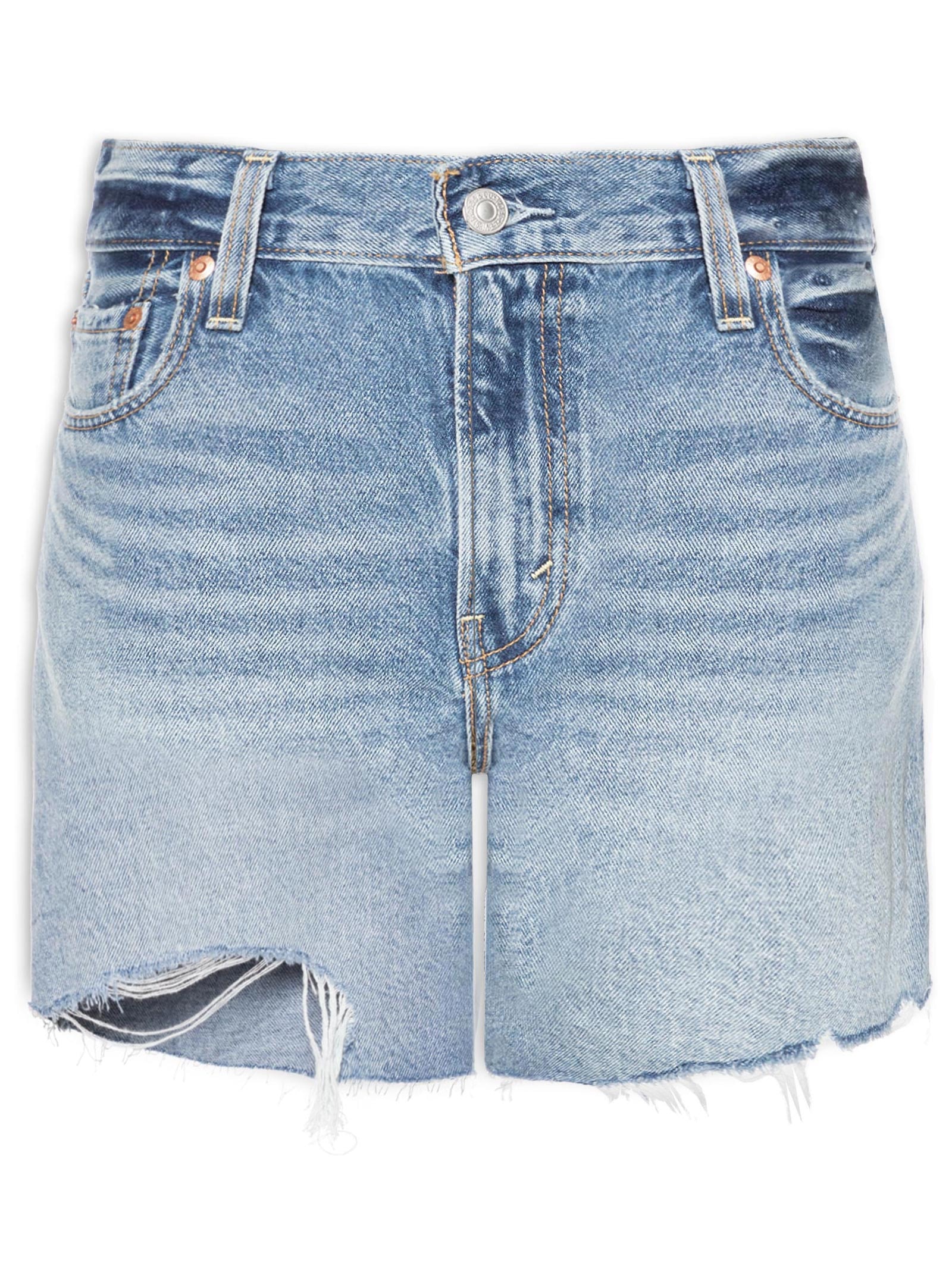 Short Feminino Ribcage Zip Azul Levi's