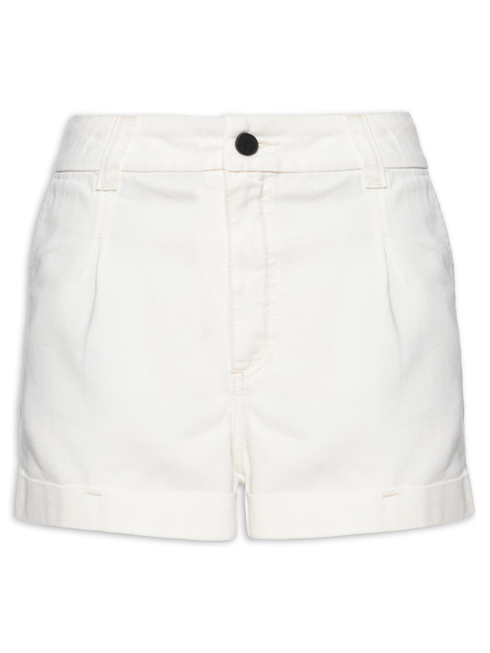 Short Feminino Sarja Alfaiataria Barra Italiana Branco Maria Filó