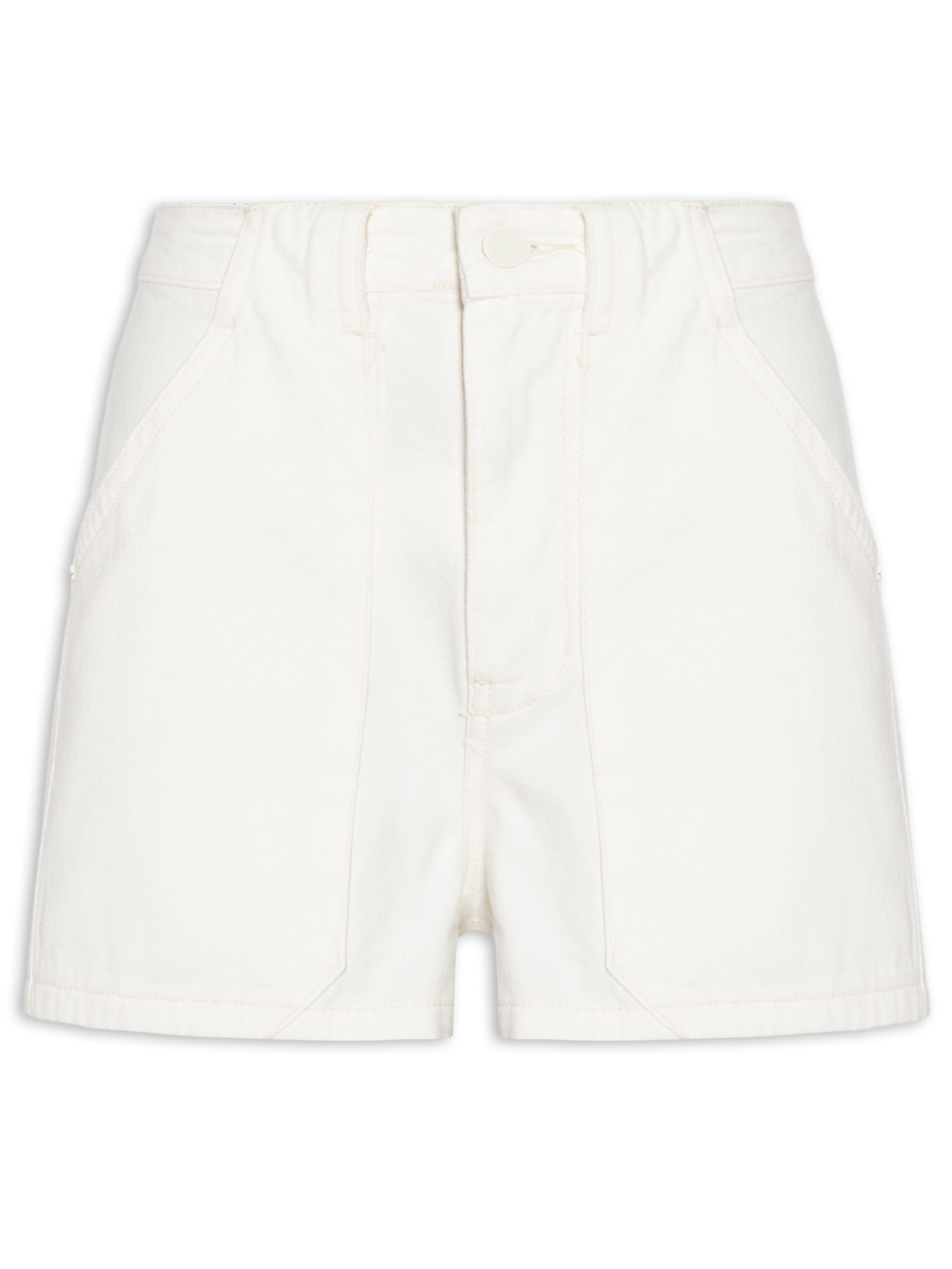 Short Feminino Sarja Alfaiataria Bolso Off White Dress To