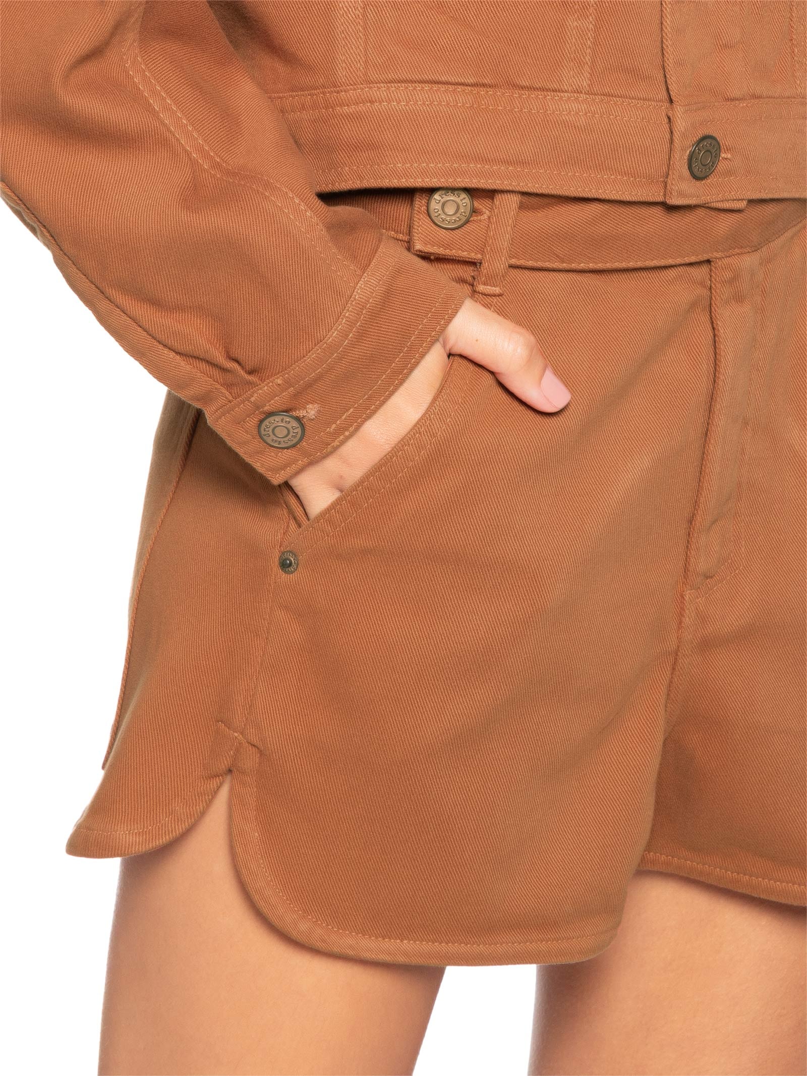 Short Feminino Sarja Alfaiataria Color Marrom Dress To