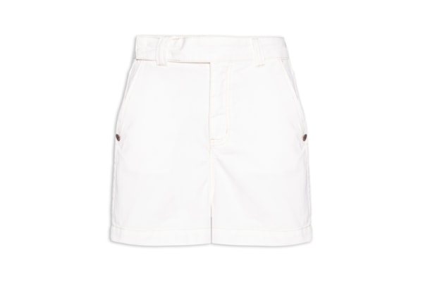 Short Feminino Sarja Alfaiataria Detalhe Concha - Branco