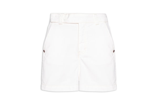 Short Feminino Sarja Alfaiataria Detalhe Concha - Branco