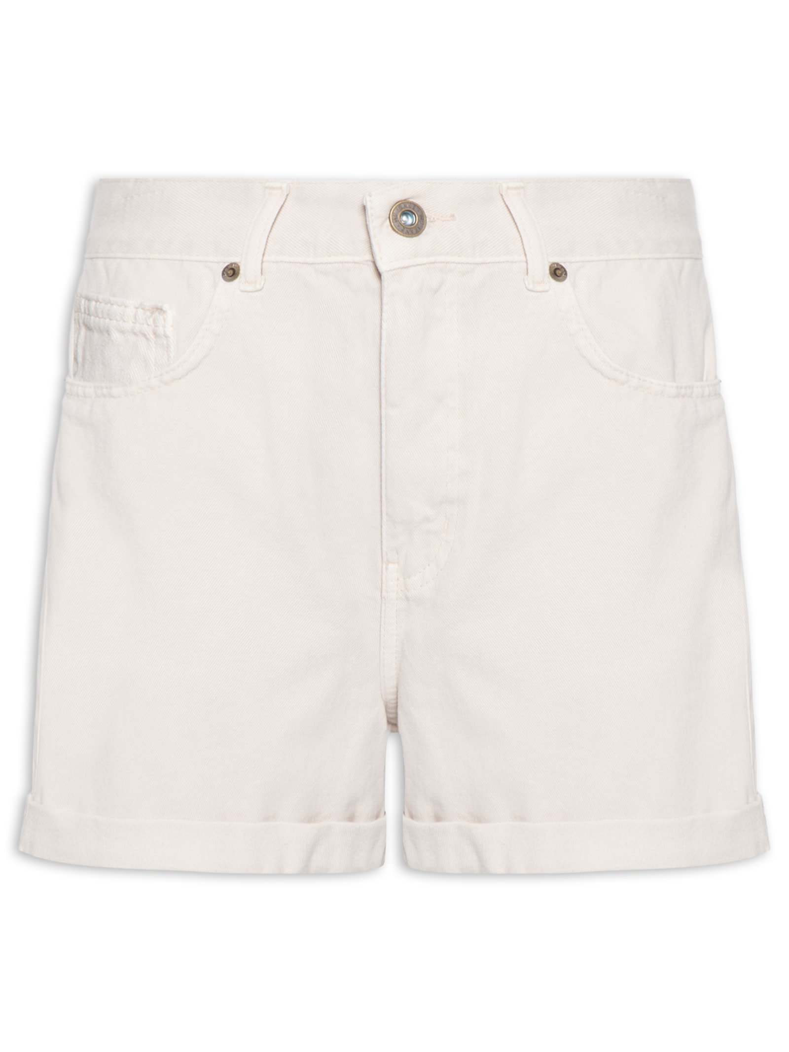 Short Feminino Sarja Barra Dobrada Off White Maria Filó