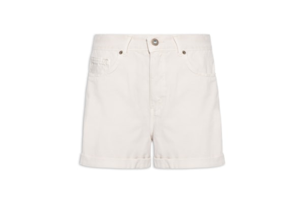 Short Feminino Sarja Barra Dobrada - Off White