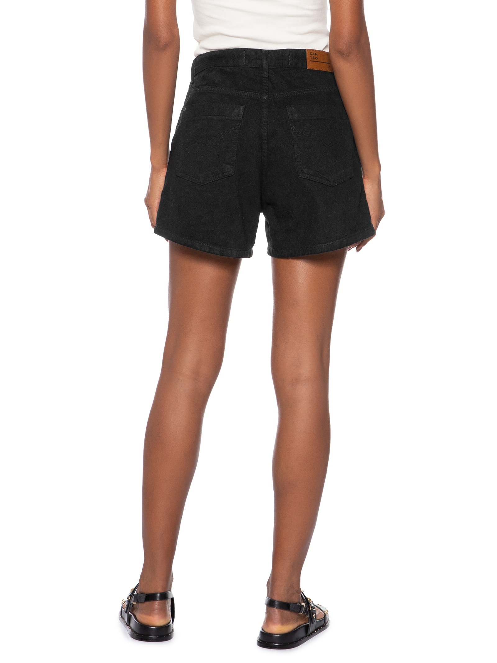 Short Feminino Sarja Basic Color Preto Cantão