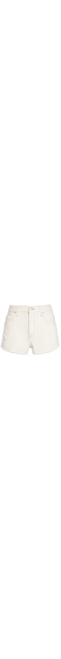 Short Feminino Sarja Bolsos Duplos Barra Destroyed - Bege